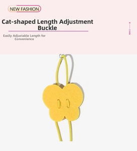 Cat-shaped cord adjuster with adjustable yellow drawstring for pets accessories