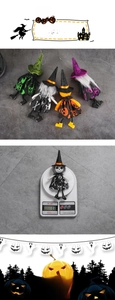 Detail of four colorful Halloween wizard doll pendants showing weights of 13g each