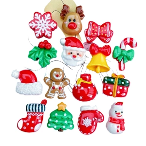 Mini Christmas resin charm set with Santa, reindeer and tree for DIY nail art and crafts