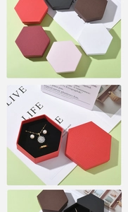 Hexagonal jewelry gift boxes in multiple colors for rings and necklaces with padding