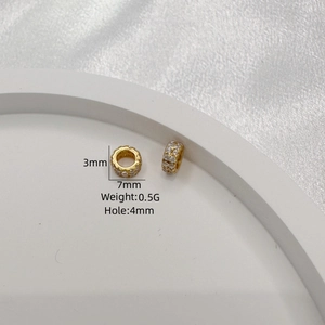 S925 silver gold-plated double-row zircon ring spacer beads with size 7mm dimensions