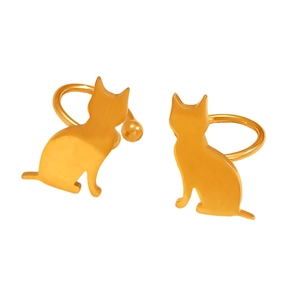 Süße hohle Katzenpfoten Silhouetten Gold Ohrclips aus poliertem Edelstahl für Damen