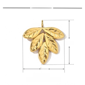 Detailed dimension guide for 17mm x 16mm gold stainless steel leaf charm accessory