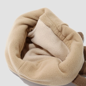 Winter children dinosaur fleece hood with warm inner lining and cute 3D ears