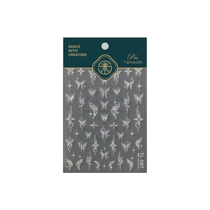 5D stereoscopic laser nail stickers with silver butterfly and star patterns for nail art