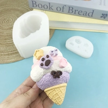 Macro view of silicone mold kit for ice cream cone shaped crafts and cat paw DIY details