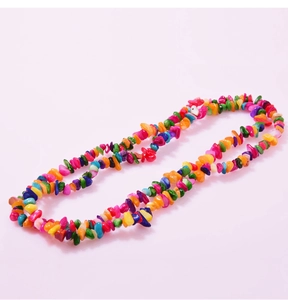 Close-up of colorful irregular natural crystal agate chips necklace for DIY jewelry making