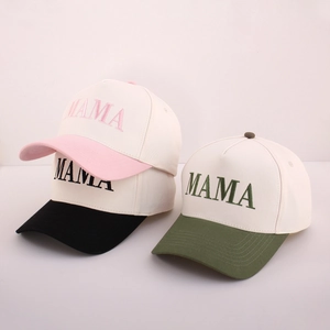 Dettagli dei berretti da baseball in cotone con ricamo MAMA 3D in vari colori vivaci