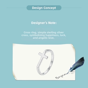 Detail showing S925 sterling silver hallmark on the minimalist cross ring band