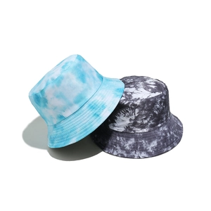 Detail showing high-quality tie-dye texture on cotton twill bucket hats for women