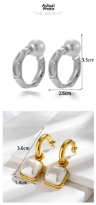 Détails des dimensions des boucles d'oreilles perles en C et des pendentifs carrés