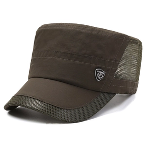 Men's dark brown mesh cadet cap for summer with breathable panels and fashion badge