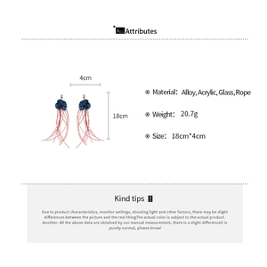 Tableau des tailles pour boucles d'oreilles bohème avec dimensions sur fond blanc