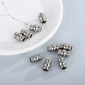 Stainless Steel Ripple Straight Tube Loose Beads Spacer Beads For DIY Jewelry Making Accessories