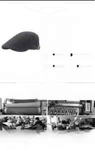 Détails de la casquette plate rayée en coton avec taille réglable et caractéristiques