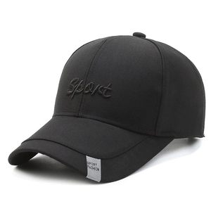 Klassische schwarze Sport-Baseballkappe mit Sport-Stickerei und verstellbarem Schirm