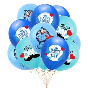Father's Day blue latex balloon set with Super Dad prints and decorative patterns