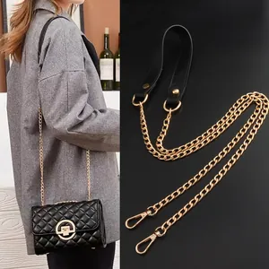 Replacement Bag Strap PU Leather Metal Chain Shoulder Crossbody Handbag Accessories Lobster Clasp Fashion Elegant