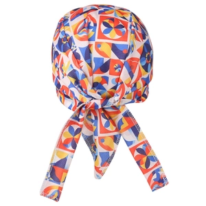 Breathable mesh cycling bandana with vibrant geometric patterns and adjustable straps
