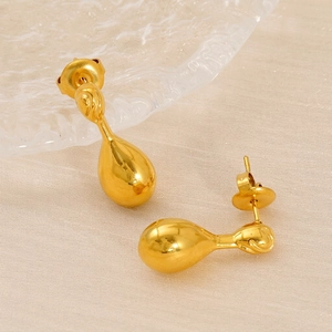 Water Drop Stud Earrings 18K Gold Plated Stainless Steel Minimalist Teardrop Jewelry For Women Modern Chic