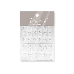 3D textured hollow bow nail art stickers set with various patterns in white packaging