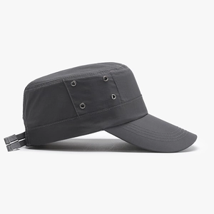 Lightweight dark grey cadet cap with side metal eyelets and reinforced sun visor