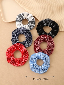 Set mit sechs Paisley-Haargummis in verschiedenen Farben mit 11 cm Durchmesser Detail