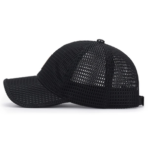 Casquette de baseball en maille noire respirante pour protection solaire d'été réglable