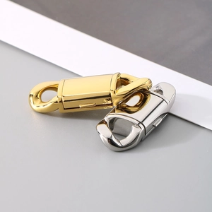 Polished gold and silver stainless steel fold-over clasps for hip-hop jewelry making