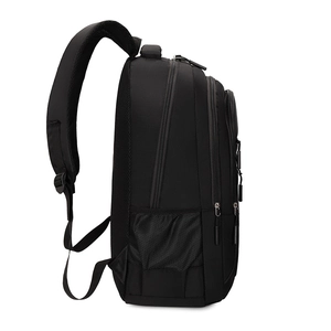 Mochila negra de gran capacidad para negocios con panel trasero transpirable y bolsillos