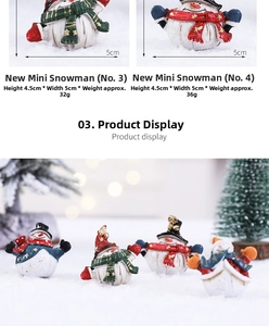 Detailed view of mini Christmas snowman resin ornaments with dimensions of 4.5cm and 5cm