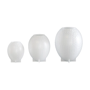 Three-piece set of white woven texture egg-shaped silicone molds for DIY Easter candles