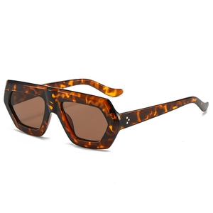 Klassische Sonnenbrille in Schildpatt-Optik mit braunen Gläsern und Goldnieten-Detail
