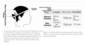 Detailed size chart for quick-dry baseball caps with head circumference measurement guide