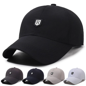 Quick Dry Baseball Cap Polyester Breathable Adjustable Sport Sun Hat Men Women Outdoor Casual Minimalist Letter R Badge