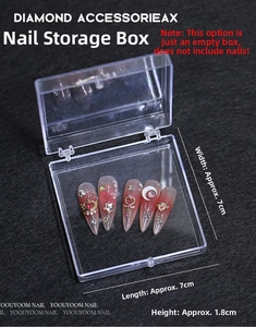 Clear 7x7x1.8cm square nail storage box with transparent PP plastic lid for accessories