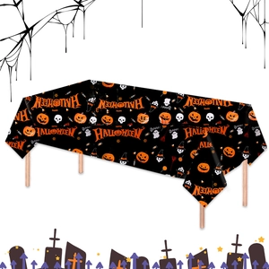 Halloween ghost and pumpkin disposable tablecloth with festive horror patterns