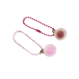 Pink matte ball pendants with matching 12cm color painted bead chains for DIY crafts