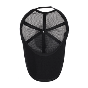 Lightweight breathable black mesh baseball cap for men with adjustable back strap