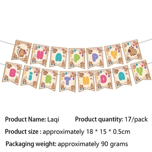 Flat lay of Capybara Happy Birthday banner with product dimensions and cartoon design