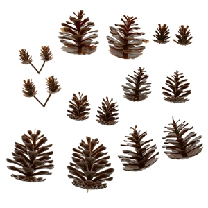 Artificial pine cones set in multiple sizes for rustic Christmas home table decorations