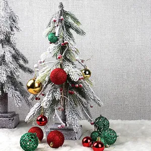 Micro snow Christmas tree with red, green, and gold glitter hollow decorative balls