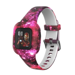 Ersatzarmband in Pink und Lila Nebel-Design für Garmin Vivofit JR3 mit Iron Man Motiv