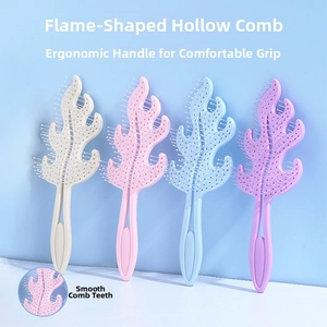 Set of hollow flame styling brushes in four macaron colors featuring rounded bristles