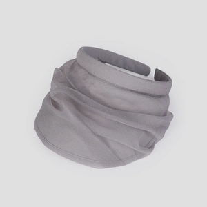 Detailed close-up of grey organza pleated wide headband with elegant layered texture