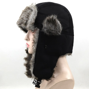 Unisex windproof trapper hat with warm faux fur lining and ear flaps for skiing and winter