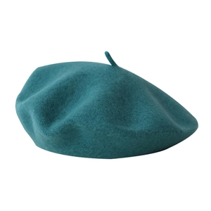 Classic wool felt beret in teal blue color for autumn and winter fashion style