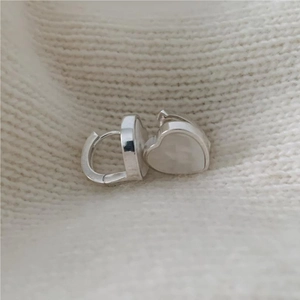 Heart Stud Earrings 925 Sterling Silver With White Shell Inlay Minimalist Korean Ins Style Jewelry For Women Fashion