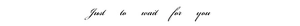 Minimalist white banner featuring a black handwritten text slogan Just to wait for you