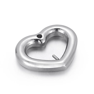 Polished silver stainless steel hollow heart pendant with hole for DIY jewelry making
